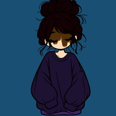 girl with baggy sweatshirt and messy bun