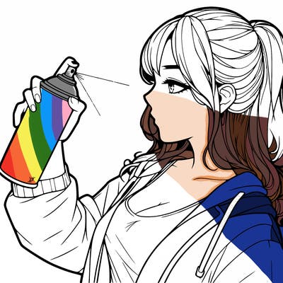 a realistic girl spray, painting