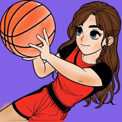 realistic girl playing basketball