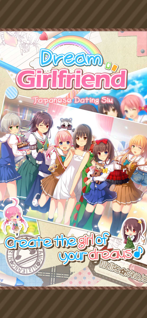Dream Girlfriend - A group of anime style female characters from the Dream Girlfriend dating sim game.