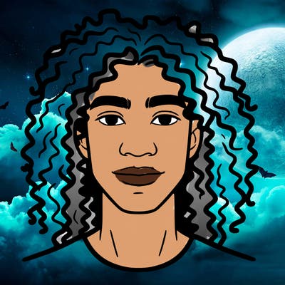 a man , long curly hair, mixed african american and white