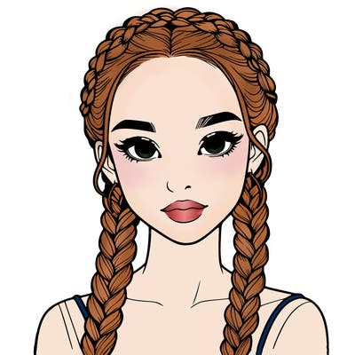 realistic girl with braids