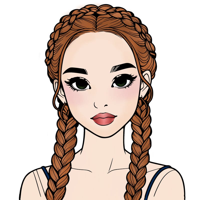 realistic girl with braids