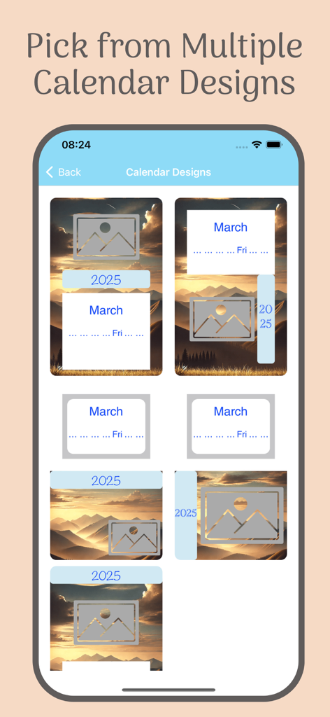 Create Calendar With Photos - Selección de diseños y plantillas personalizables de calendarios de fotos