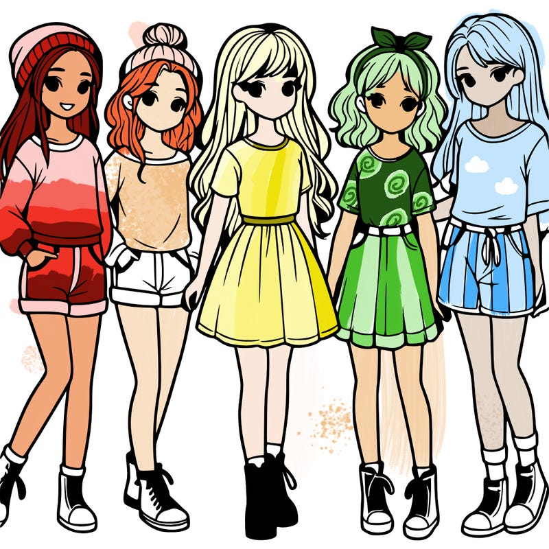 a group of five girls