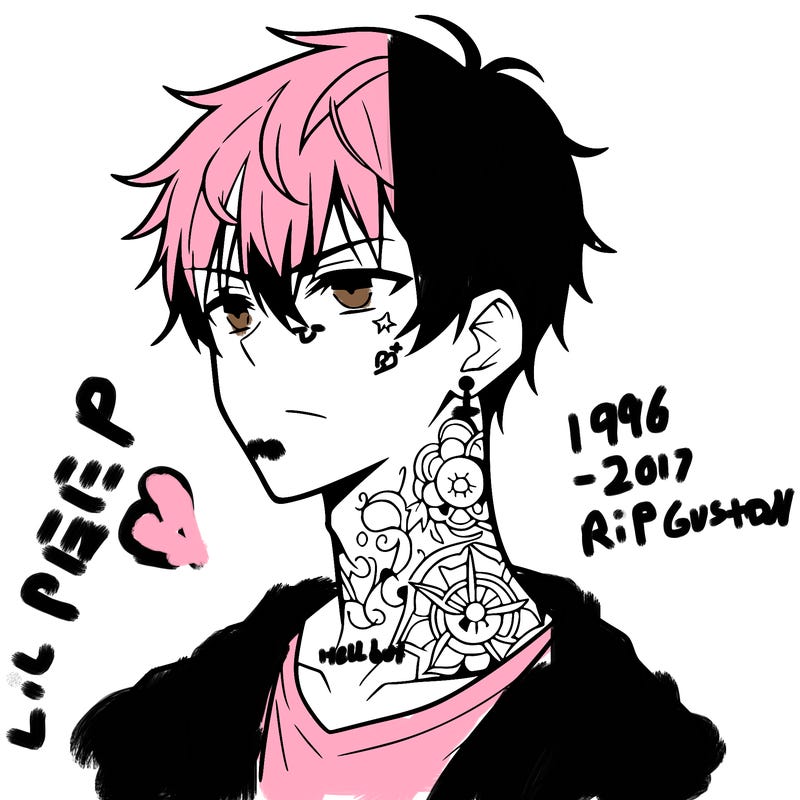anime boy with neck tattoos