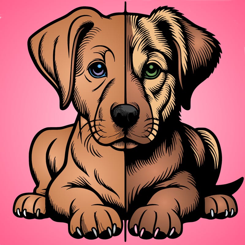 realistic dog split picture