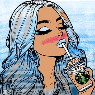 realistic girl drinking starbucks