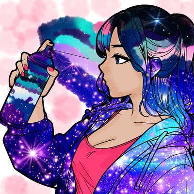 a realistic girl spray, painting