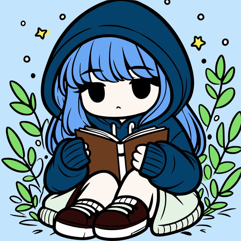 girl in oversized hoodie reading a book