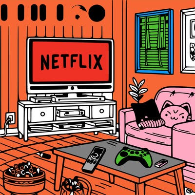 netflix on a tv in a realistic room