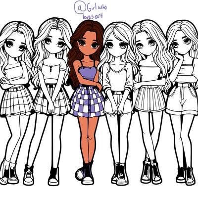 a group of girls realistic