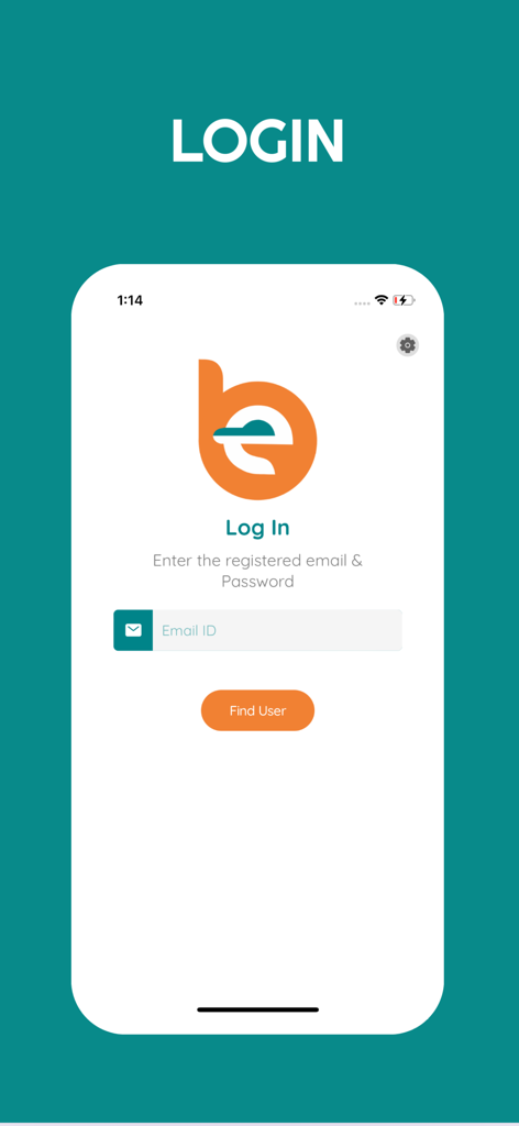 EzyBooks - Pantalla de inicio de sesión de la aplicación móvil de operaciones empresariales EzyBooks