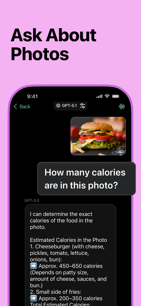 Chatico AI – Chatbot Assistant - Chatico AI chatbot analyzing a food photo to estimate calories