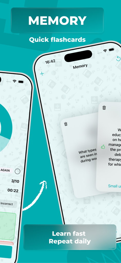 CEN Review & Prep 2026 - CEN Review and Prep 2026 app interface showing the memory flashcards feature for nursing students