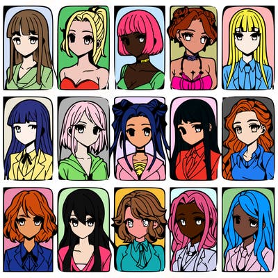 girls that look diffrent anime