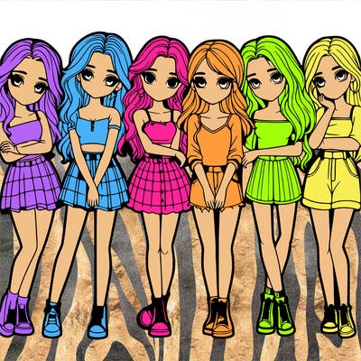 a group of girls realistic