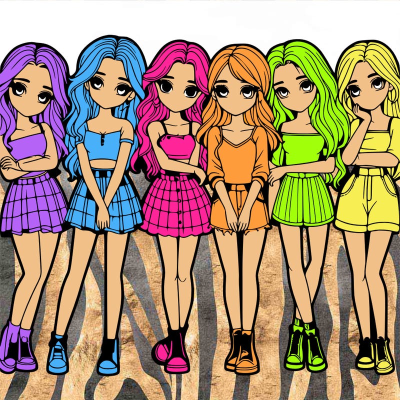 a group of girls realistic