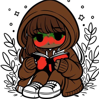 girl in oversized hoodie reading a book