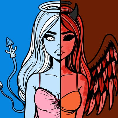 devil vs angel realistic girl
