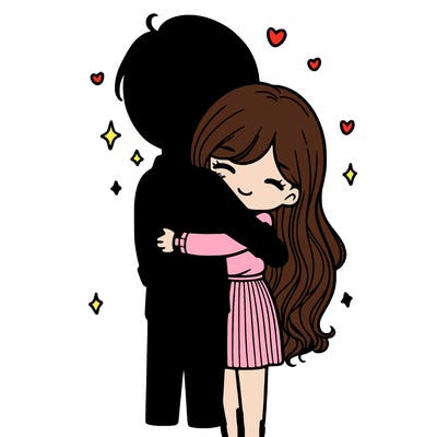 a girl hugs her husband