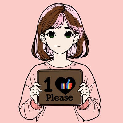 realistic girl holding a sign that says 1 like please