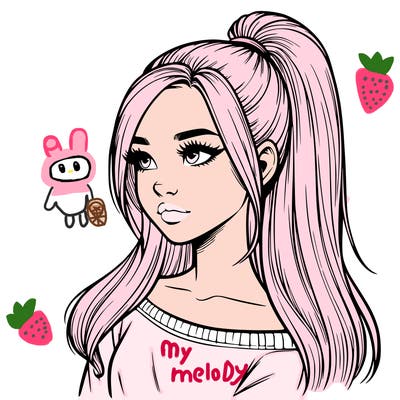 realistic girl with a high ponytail