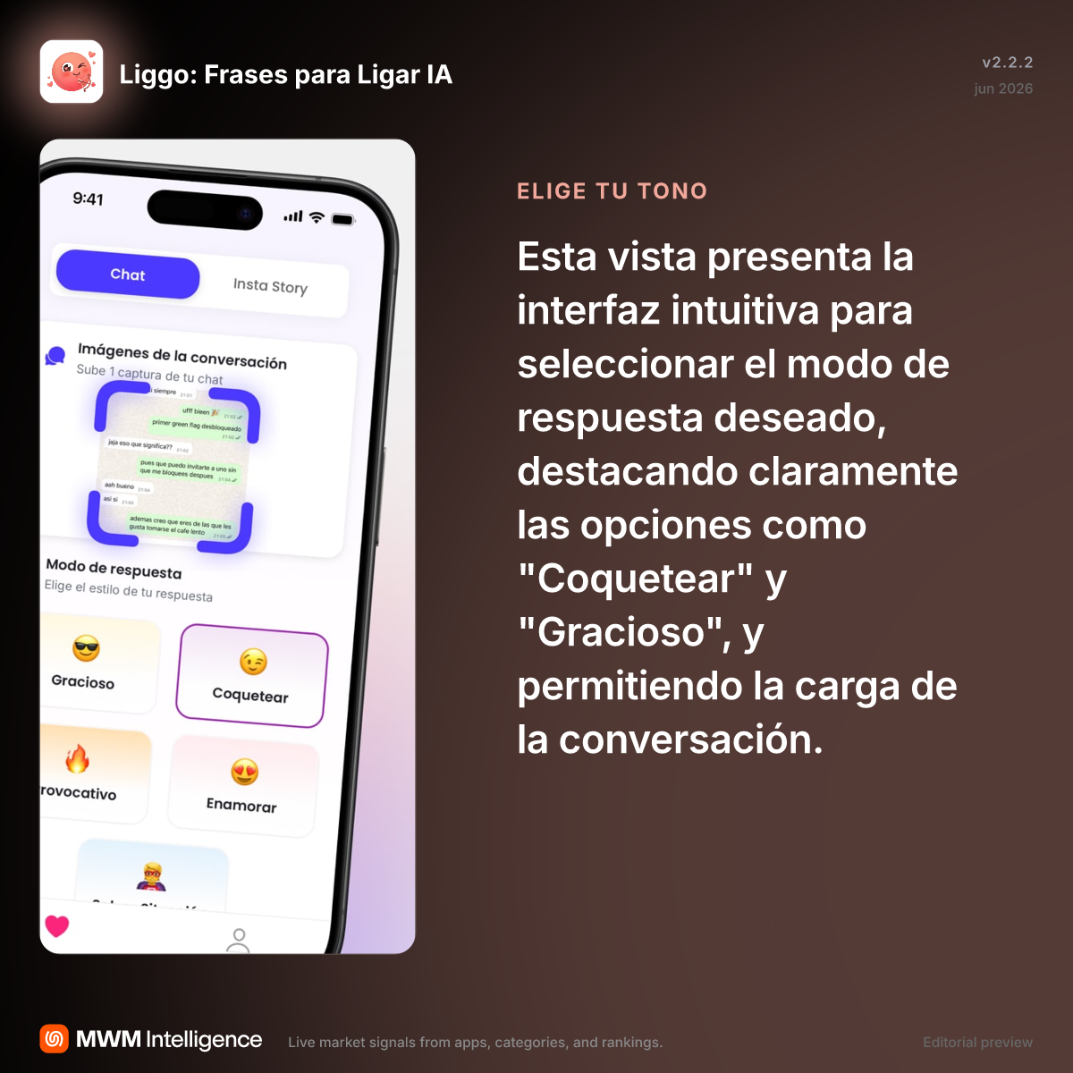 Liggo: Frases para Ligar IA - App de Estilo de vida | MWM