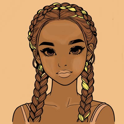 realistic girl with braids