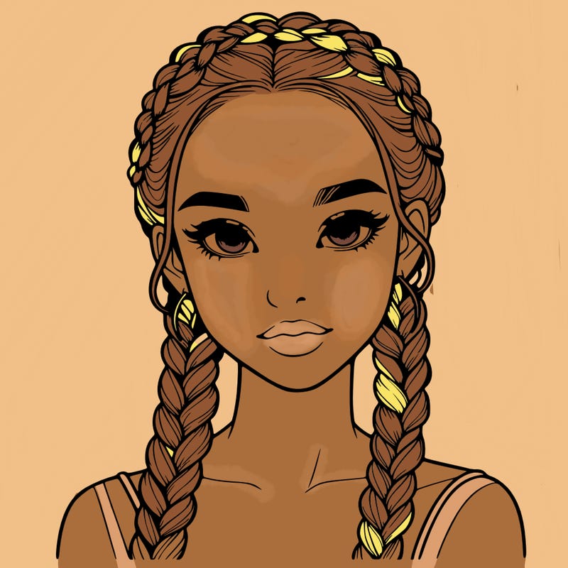 realistic girl with braids
