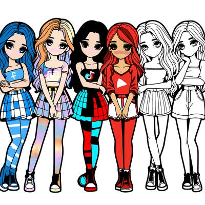 a group of girls realistic