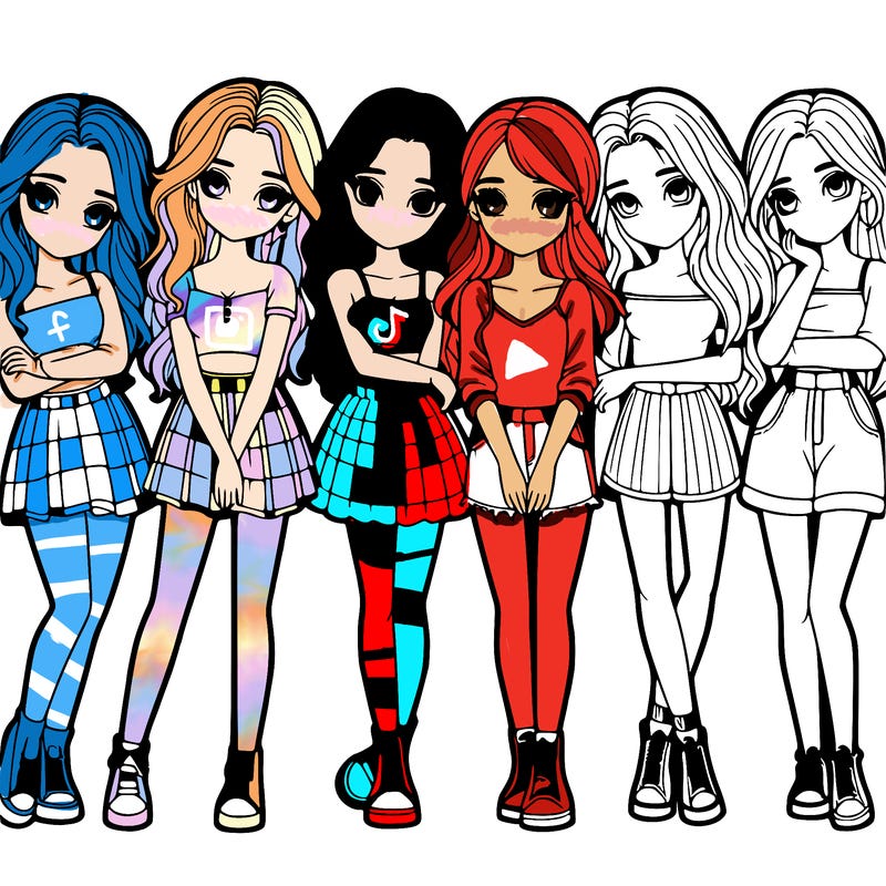 a group of girls realistic