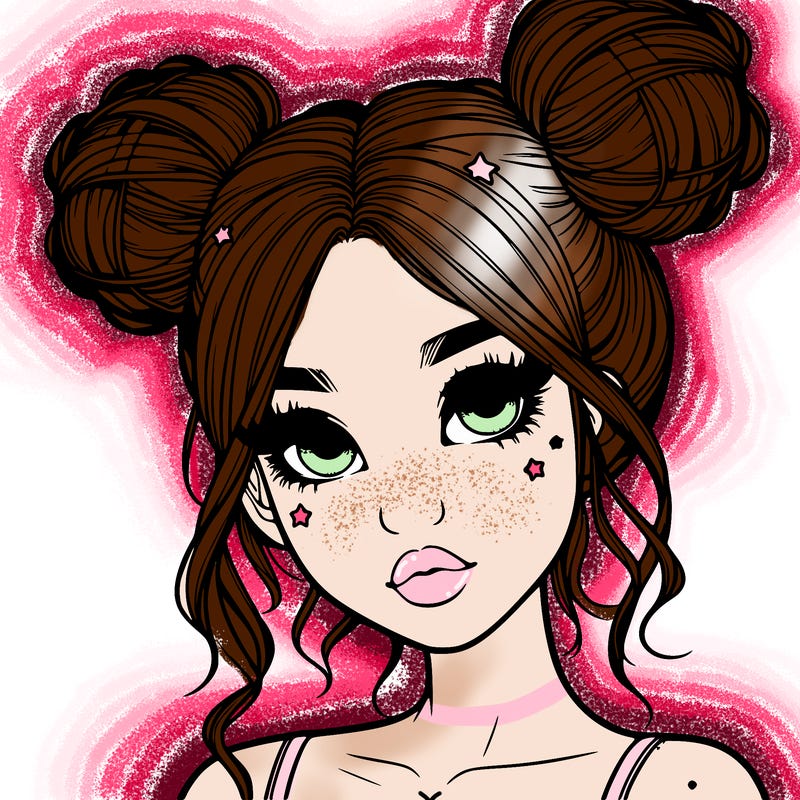 realistic girl with space buns