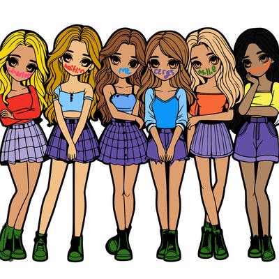 a group of girls realistic