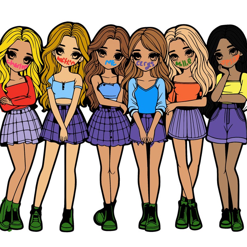 a group of girls realistic