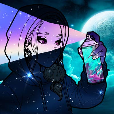 a realistic girl, spray painting