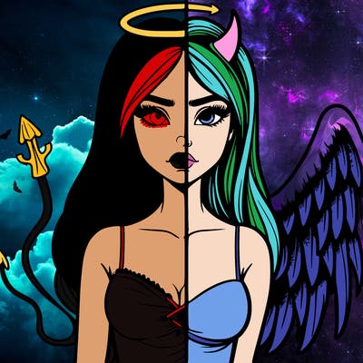 devil vs angel realistic girl