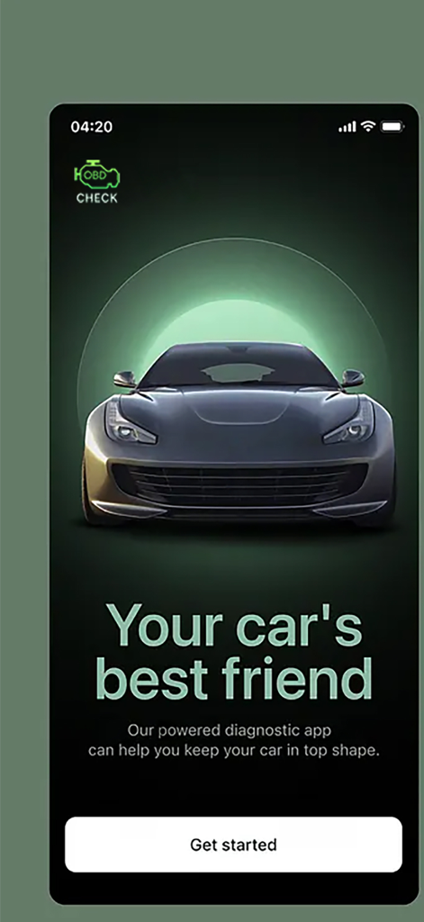 Torque Car - Pro OBD2 Scanner - Torque Car Pro app welcome screen featuring a sports car and diagnostic tool description