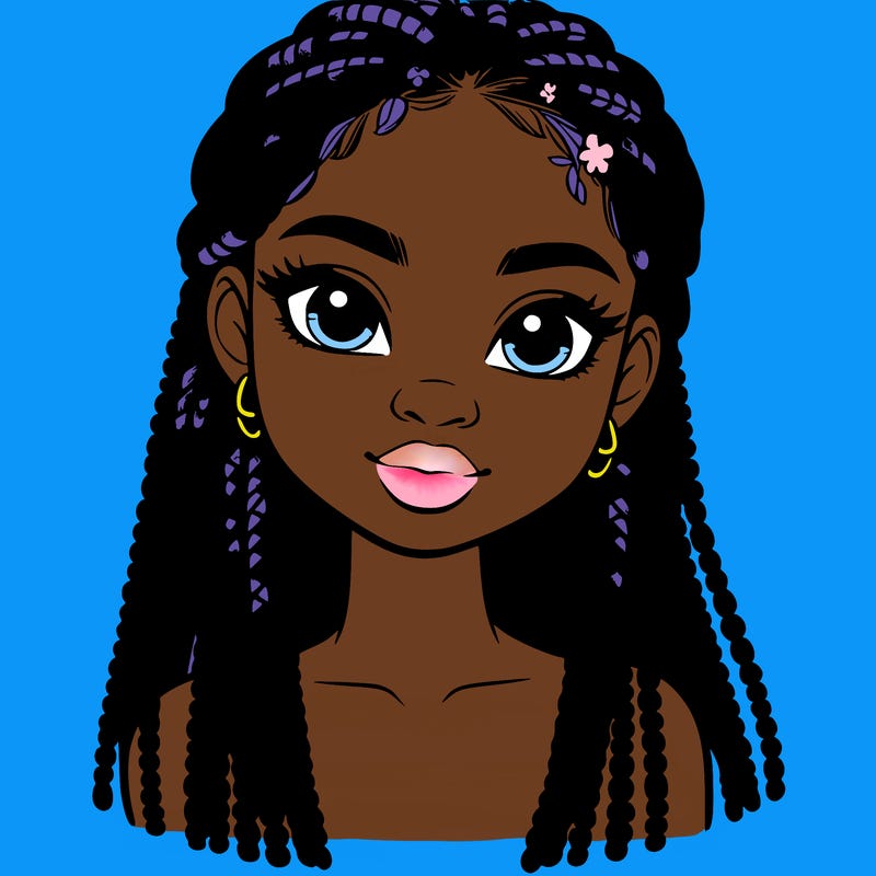 a realistic black girl with braids