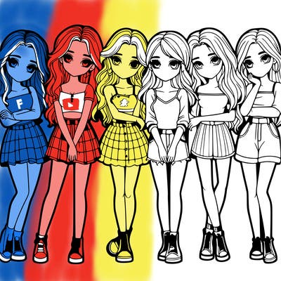 a group of girls realistic