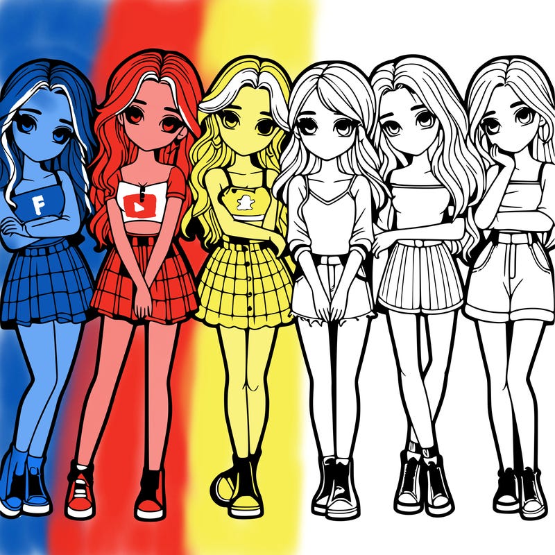a group of girls realistic