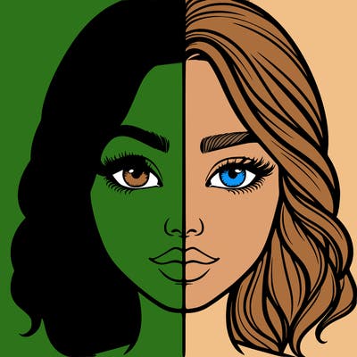 realistic girl split half