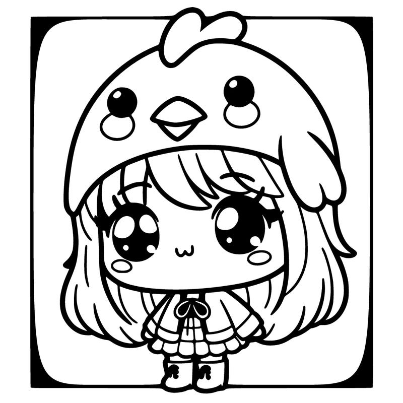 cute girl with chicken hat