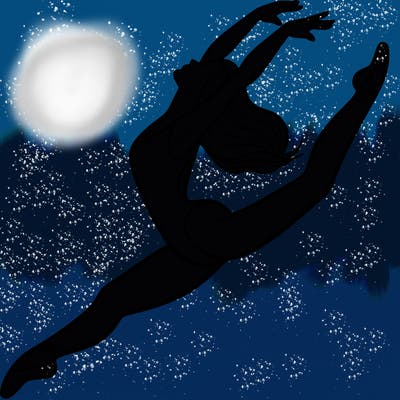 dancer doing a leap ina leotard