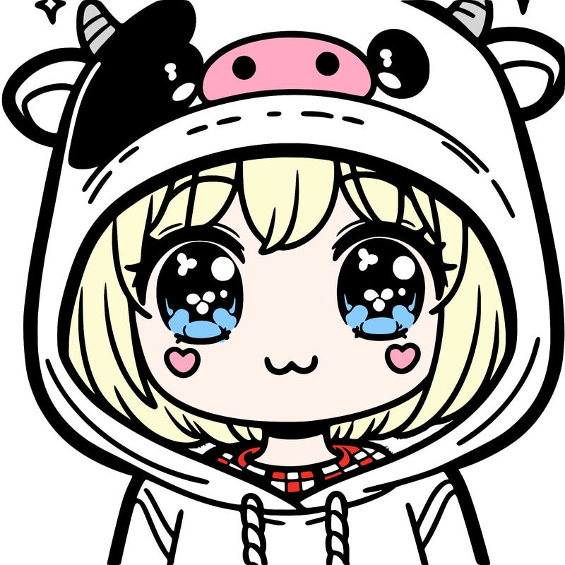 kawaii girl with cow hoodie