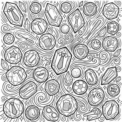 Surprise Dad with a truly unique gift this Father's Day! This intricate coloring page features sparkling hailstones filled with all his favorite things, from tools to ties.
