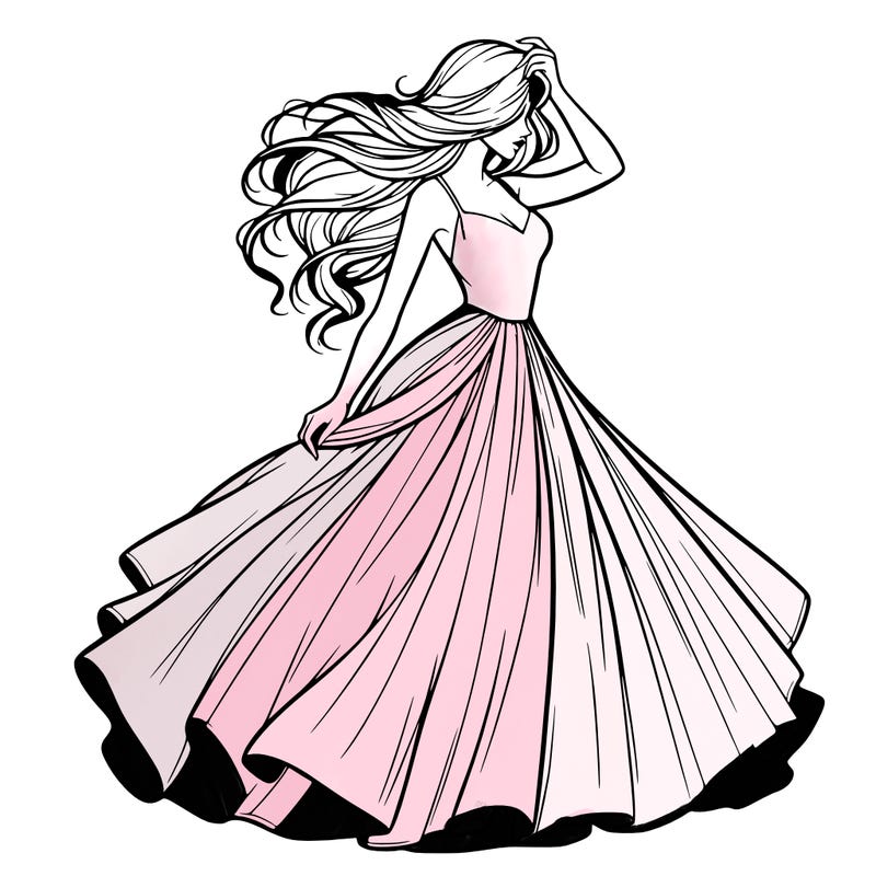 realistic woman with dress flowing in the wind