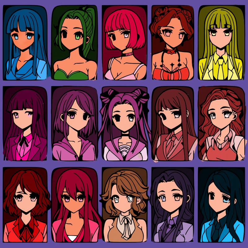 girls that look diffrent anime