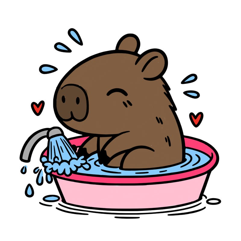 capybara taking a bath