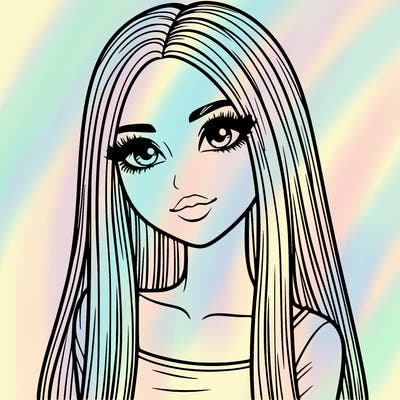 realistic girl with straight and long hair